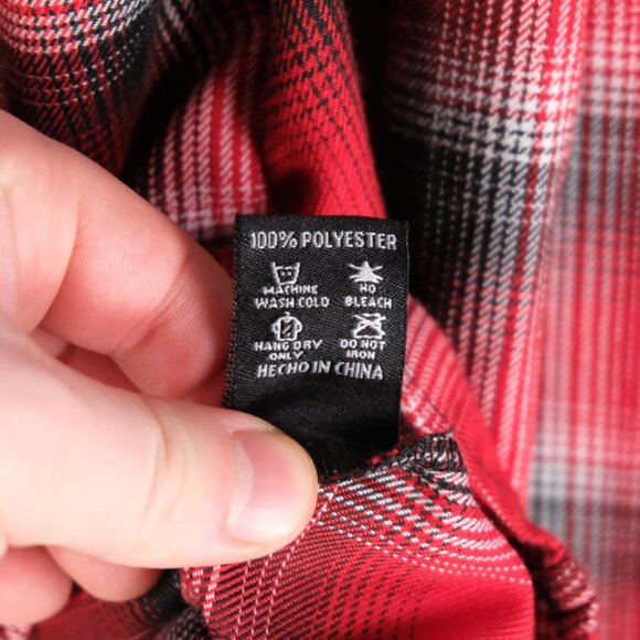 Dixxon Shirt Mens Medium Red Black Plaid Flannel Button Up So Cal D Tech - Picture 7 of 8